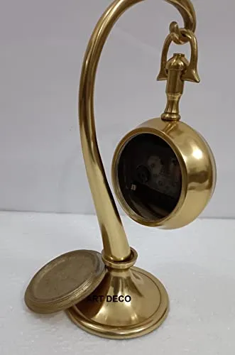 Art Deco Antique Brass Table Clock, Desk Clock Attractive Look Hanging Table top Clock Home & Office Decor Gift Item