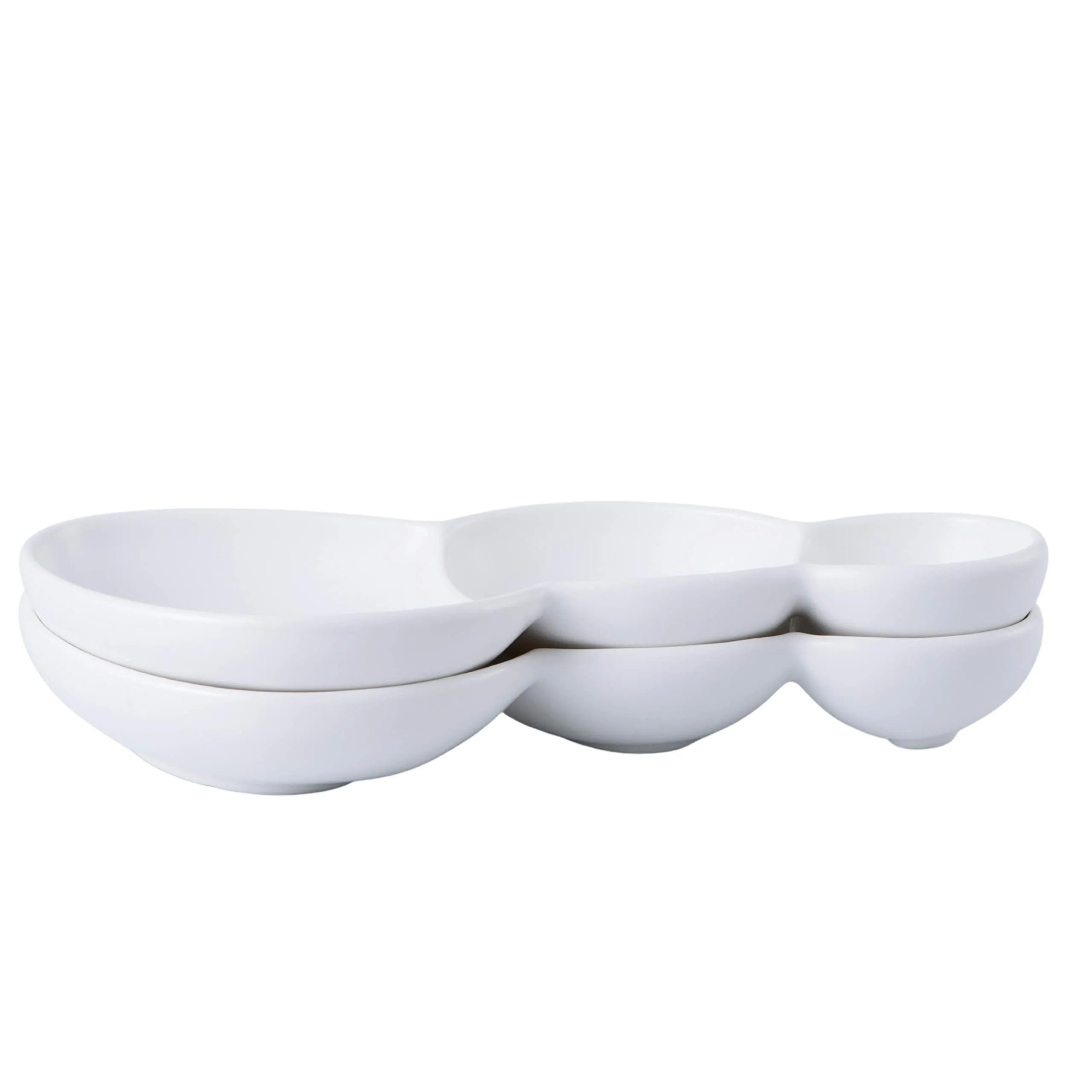 Bruntmor 3-Compartment Modern Matte Porcelain 10.5" Long Appetizer Serving Tray, Triplet