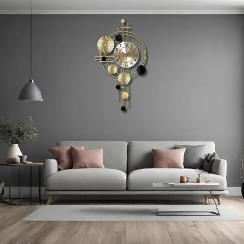 PREMIUM DECOR HUB Antique Metal Designer Wall Clock for Living Room-Floral Design Handmade with Silent Sweep Machine-Ideal Home & Wall Decoration Items/Bedroom/Dining Hall/Office/Cafes/Hotels