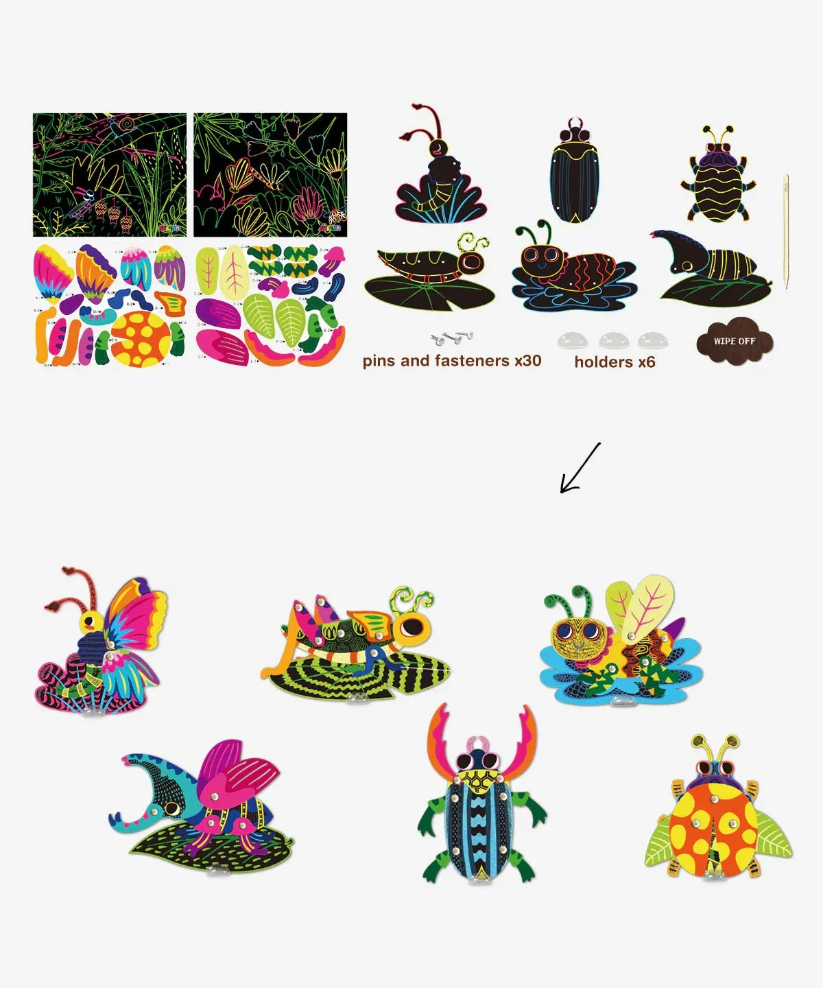 Scratch Art Joint Puppet - Little Bugs